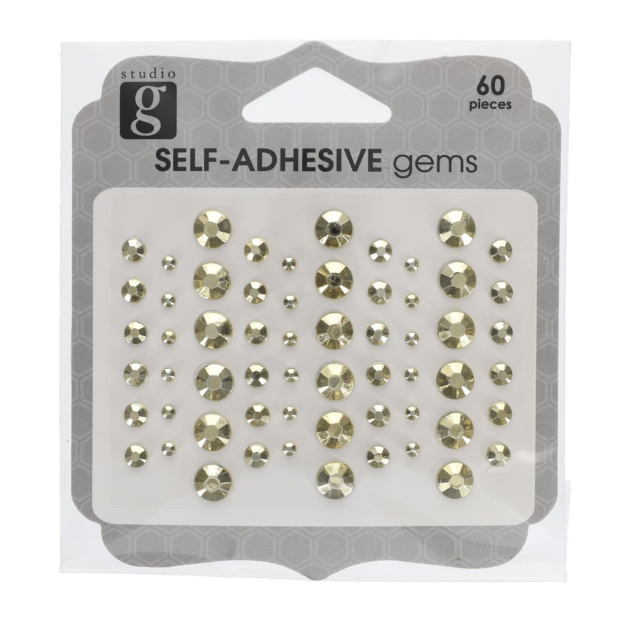 Hampton Art G Self-Adhesive Gems Rustic Gold 60pc, Gem Stickers, Jewels, 3D Embellishments, Craft Rhinestones, Sparkling Decorative Jewels for DIY Crafts